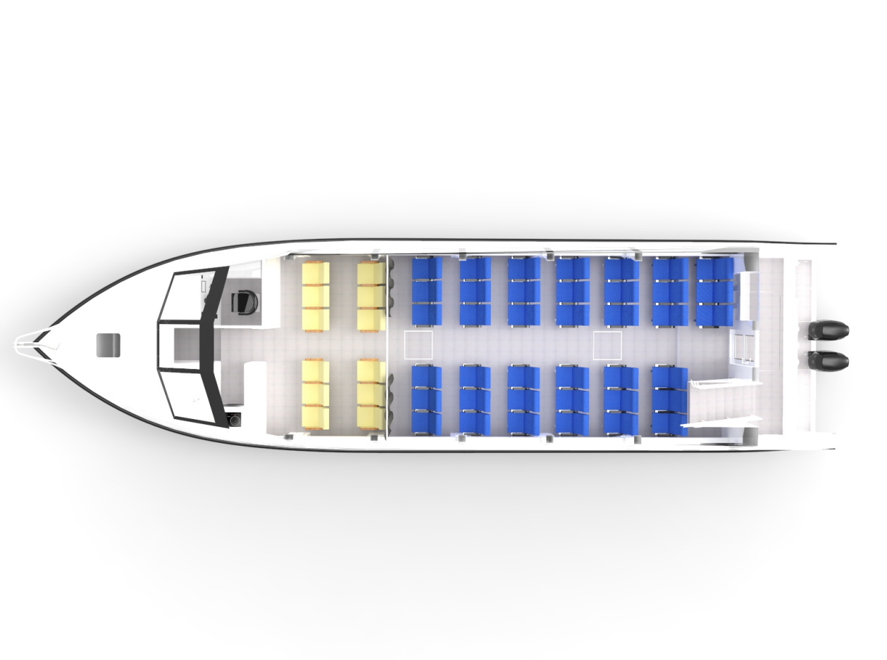 Barco de pasajeros catamar&aacute;n de 15 m (49 pies) para 120 personas, cubierta doble