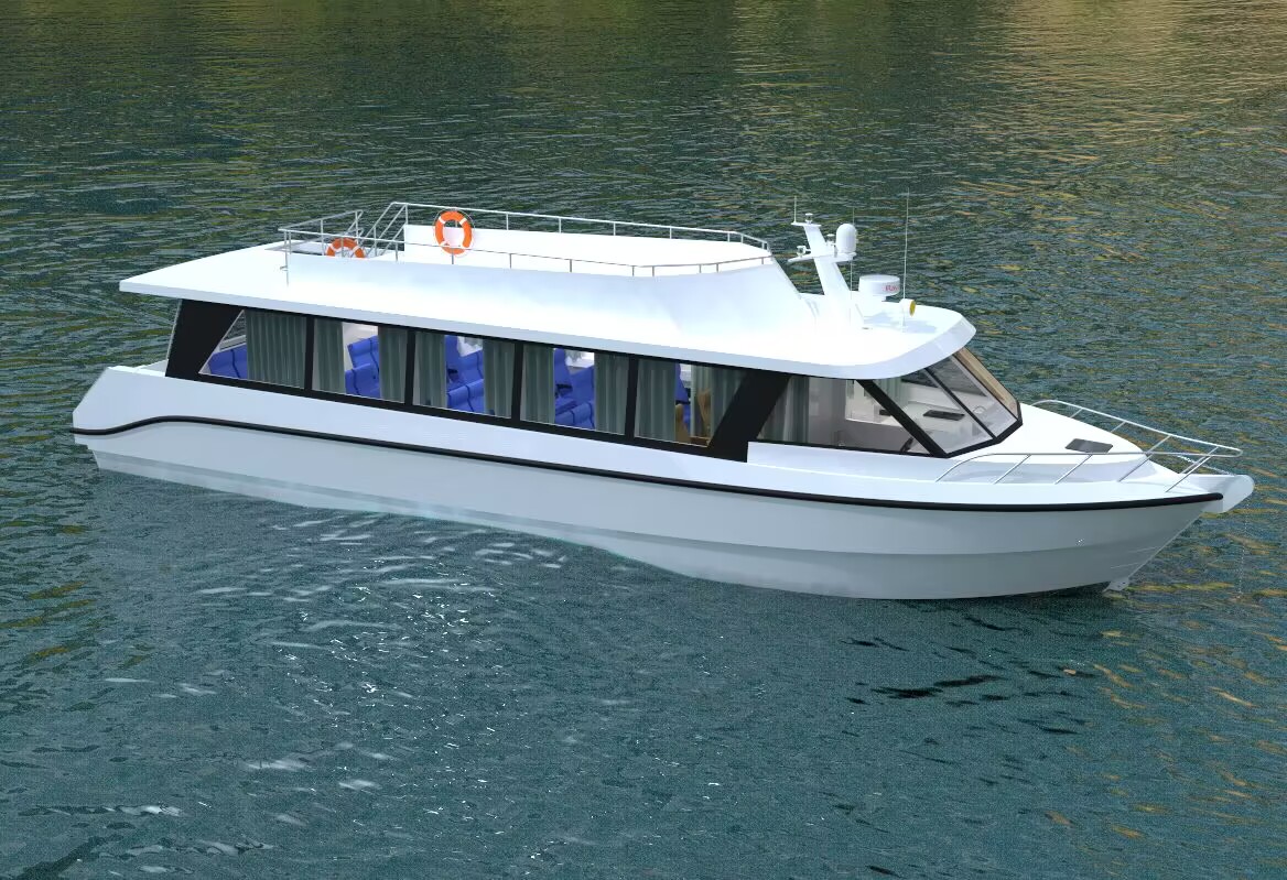 Barco de pasajeros catamar&aacute;n de 15 m (49 pies) para 120 personas, cubierta doble